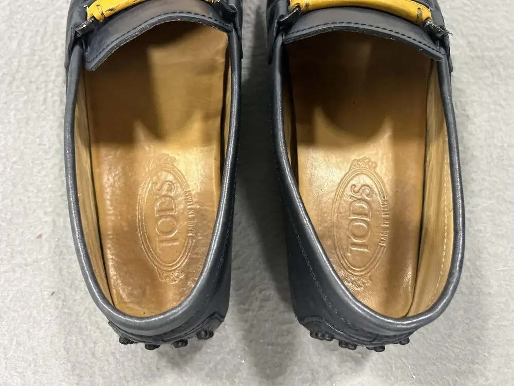Tod's Shoes Mens Size 8 Blue Leather Driving Loafers Gommino Italy Slip On